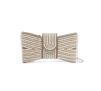 JFY Women's Tie Shape Flap Zip Top Double Side Diamante Clutch Bag in Gold JFY Gold One Size