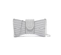 JFY Women's Tie Shape Flap Zip Top Double Side Diamante Clutch Bag in Silver JFY Silver One Size