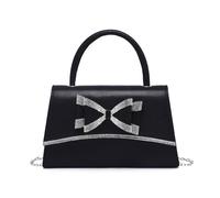 JFY Women's Tie Trapezoid Shape Top Handle Glitter Clutch Bag in Black JFY Black One Size