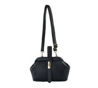 JFY Women's Top Handle Flap Kiss Clasp Twist Lock Closure Cross Body Bag in Black