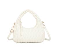 JFY Women's Top Handle Hobo Grab Bag With Quilted Chevron Pattern Grab Bag in White