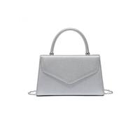 JFY Women's Top Handle Pu Clutch Bag in Silver
