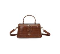 JFY Women's Top Handle Unique Box Shape Cross Body Bag in Brown
