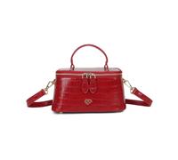 JFY Women's Top Handle Unique Box Shape Cross Body Bag in Dark Red