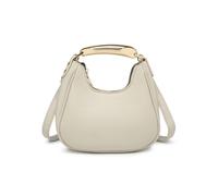 JFY Women's Top Zip Closure Metal Handle Grab Bag in Beige
