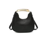 JFY Women's Top Zip Closure Metal Handle Grab Bag in Black JFY Black One Size