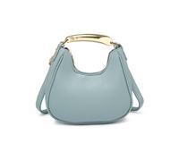 JFY Women's Top Zip Closure Metal Handle Grab Bag in Light Blue