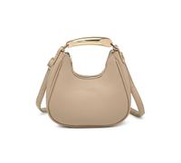 JFY Women's Top Zip Closure Metal Handle Grab Bag in Light Khaki