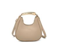 JFY Women's Top Zip Closure Metal Handle Grab Bag in Light Khaki JFY Light Khaki One Size