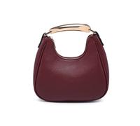 JFY Women's Top Zip Closure Metal Handle Grab Bag in Wine