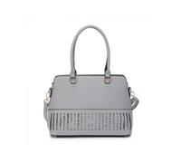 JFY Women's Top Zip Studs Glitter Tote Bag in Grey JFY Grey