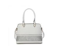 JFY Women's Top Zip Studs Glitter Tote Bag in White JFY White