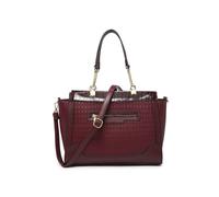 JFY Women's Top Zipped Diamond Pattern Tote Bag in Wine JFY Wine