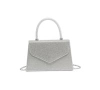 JFY Women's Trapeze Shape Top Handle Single Side Diamante Clutch Bag in Silver JFY Silver One Size