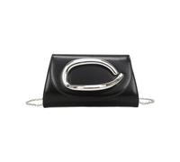 JFY Women's Trapezoid Metal Hardware Pu Clutch Bag in Black