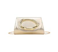 JFY Women's Trapezoid Metal Hardware Pu Clutch Bag in Gold
