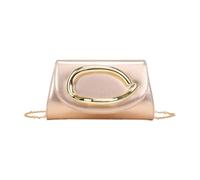 JFY Women's Trapezoid Metal Hardware Pu Clutch Bag in Rose Gold
