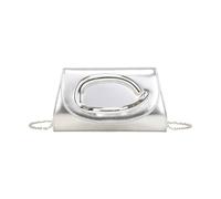 JFY Women's Trapezoid Metal Hardware Pu Clutch Bag in Silver JFY Silver One Size