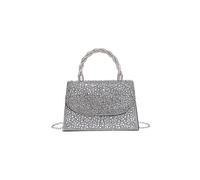 JFY Women's Trapezoid Shape Flap Twist Handle Single Side Diamante Bag in Black JFY Black One Size