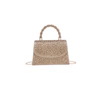 JFY Women's Trapezoid Shape Flap Twist Handle Single Side Diamante Bag in Gold JFY Gold One Size