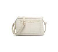 JFY Women's Triple Compartments Top Zipped Cross Body Bag in Beige