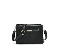 JFY Women's Triple Compartments Top Zipped Cross Body Bag in Black