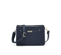 JFY Women's Triple Compartments Top Zipped Cross Body Bag in Dark Blue