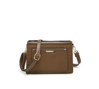 JFY Women's Triple Compartments Top Zipped Cross Body Bag in Khaki JFY Khaki One Size