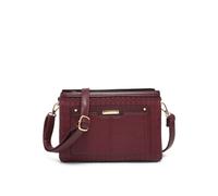 JFY Women's Triple Compartments Top Zipped Cross Body Bag in Wine JFY Wine One Size