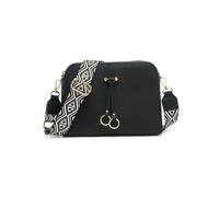 JFY Women's Triple Zipped Sections Canvas Strap Cross Body Bag in Black JFY Black One Size