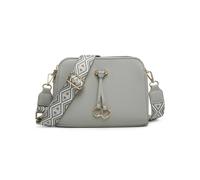 JFY Women's Triple Zipped Sections Canvas Strap Cross Body Bag in Light Grey