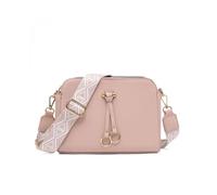 JFY Women's Triple Zipped Sections Canvas Strap Cross Body Bag in Light Pink