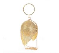 JFY Women's Tussles Ball Shape Clutch Bag in Gold