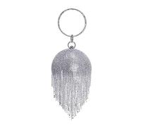 JFY Women's Tussles Ball Shape Clutch Bag in Silver