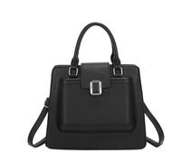 JFY Women's Two Handles Flap Zip Top Tote Bag in Black