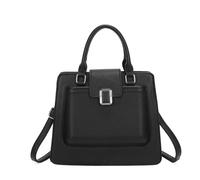 JFY Women's Two Handles Flap Zip Top Tote Bag in Black JFY Black