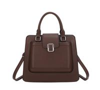 JFY Women's Two Handles Flap Zip Top Tote Bag in Chocolate JFY Chocolate