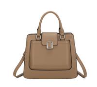 JFY Women's Two Handles Flap Zip Top Tote Bag in Taupe JFY Taupe