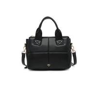 JFY Women's Two Top Handle Quilted Pattern Zip Top Closure Cross Body Bag in Black JFY Black One Size