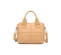 JFY Women's Two Top Handle Quilted Pattern Zip Top Closure Cross Body Bag in Taupe JFY Taupe One Size