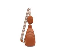 JFY Women's Two Zipped Sections Coin Wallet Attached Chest Bag/ Cross Body Bag in Brown JFY Brown One Size