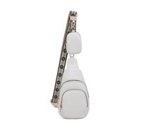 JFY Women's Two Zipped Sections Coin Wallet Attached Chest Bag/ Cross Body Bag in White