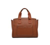 JFY Women's Weaving Pattern Top Zipped Tote Bag in Brown JFY Brown