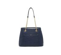 JFY Women's Weaving Pattern Top Zipped Tote Bag in Dark Blue