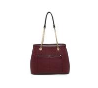 JFY Women's Weaving Pattern Top Zipped Tote Bag in Wine