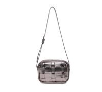 JFY Women's Woven Interlaced Pattern Metalic Pu Zip Top Shoulder Bag in Metallic Silver JFY Metallic Silver One Size