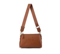 JFY Women's Zip Top 3 Compartments Canvas Strap Crossbody Handbag in Brown