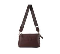 JFY Women's Zip Top 3 Compartments Canvas Strap Crossbody Handbag in Chocolate