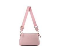 JFY Women's Zip Top 3 Compartments Canvas Strap Crossbody Handbag in Pink