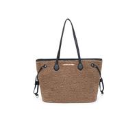 JFY Women's Zip Top Closure Faux Fur Tote Bag in Camel